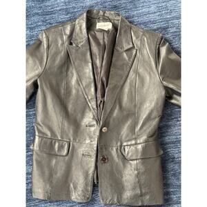 Bagatelle Womens Black Genuine Leather Blazer Jacket size 10